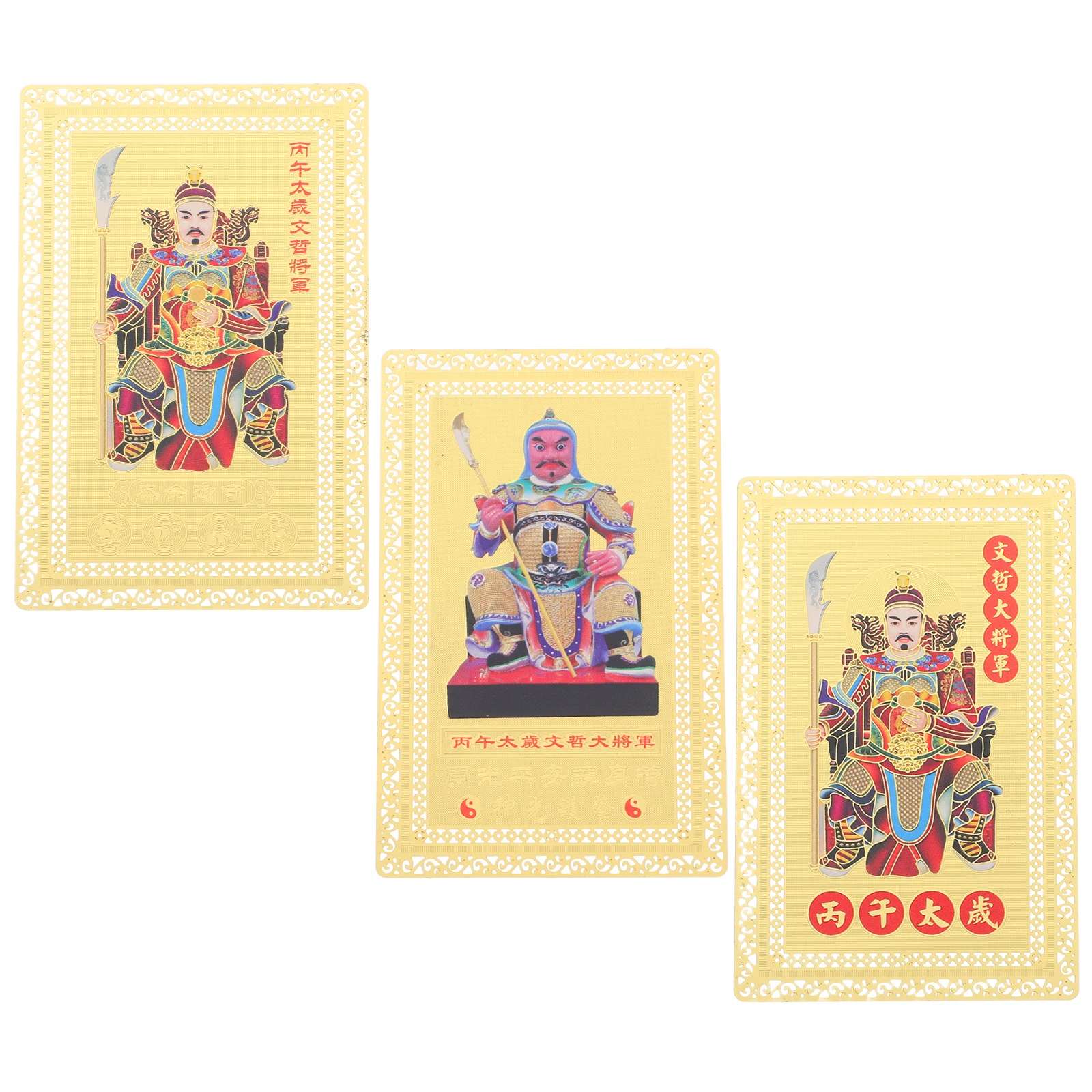 

3 Pcs Lunar Calendar Tai Sui Protective Peace Card Copper Chinese New Year Decor