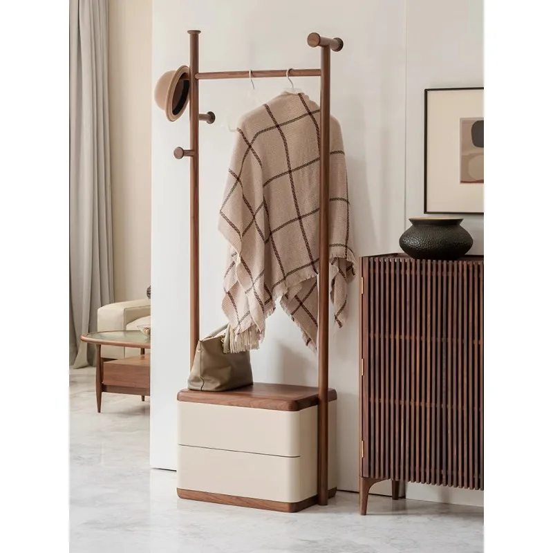 Solid wood hanger integrated coat rack hanger floor