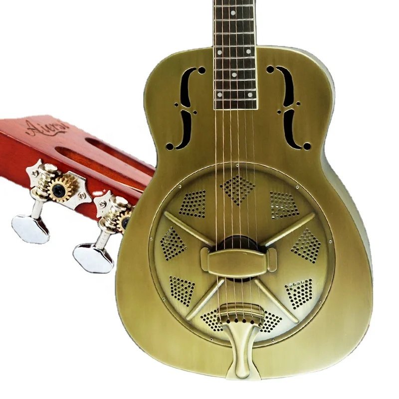 

Aiersi Brand Antique Bell Brass Resonator Guitar Biscuit Bridge Single Cone Metal Body Blues Acoustic Guitar Custom Made