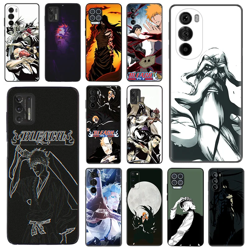 Black Matte Phone Case for Motorola Moto G50 G73 G53 G72 G52 G30 G31 G60 G71 G22 G9 Plus G60S BLEACH Anime Rukia Soft Cover