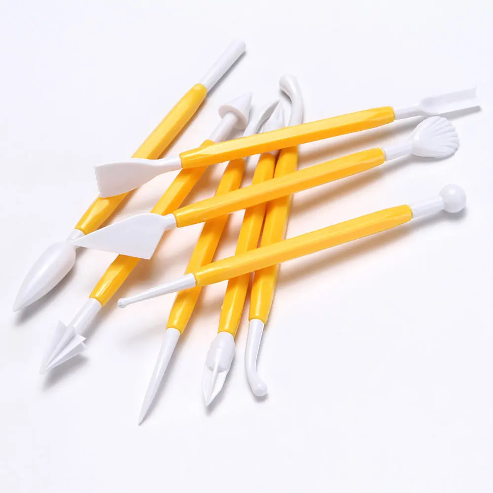 Silicone World 8pcs/Set DIY Plastic Baking Carving Tool Sugar Craft Fondant Cake Carving Cutter Chocolate Decorating Flower Clay
