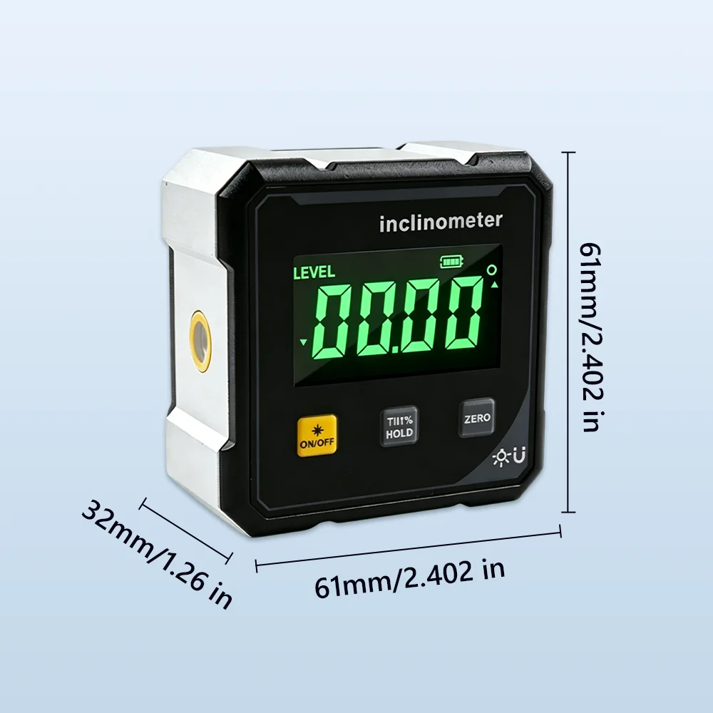 Pocket LCD Digital Angle Finder with Four-Sided Magnetic, USB Digital Level Box Zero and Holding Function, Woodworking Tools