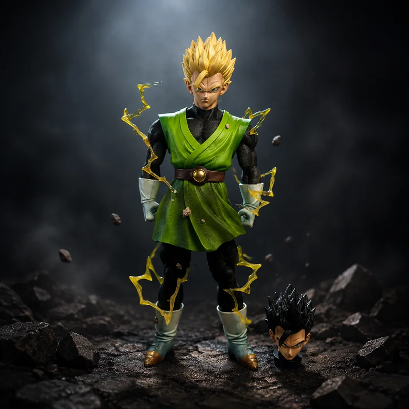 Dragon Ball Z Super Saiyan Gohan Gk Statue Green Outfit Interchangeable Head Anime Action Figure Pvc Model Home Decor Ornament