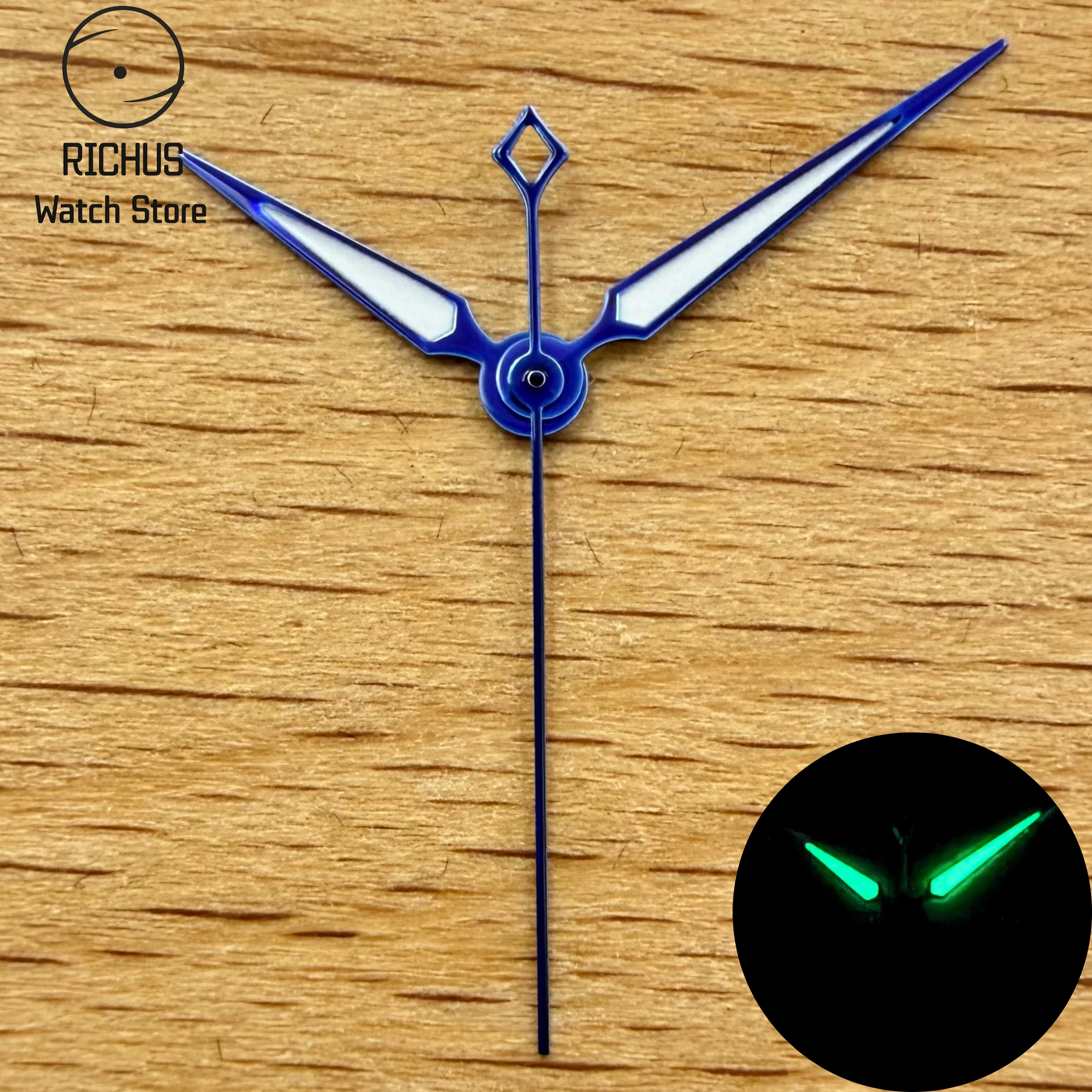 VH31 Luminous Sword Watch Hands Set 10mm x 14.5mm x 15mm for Sweep Second Quartz Movement Watch Repair Parts Accessories