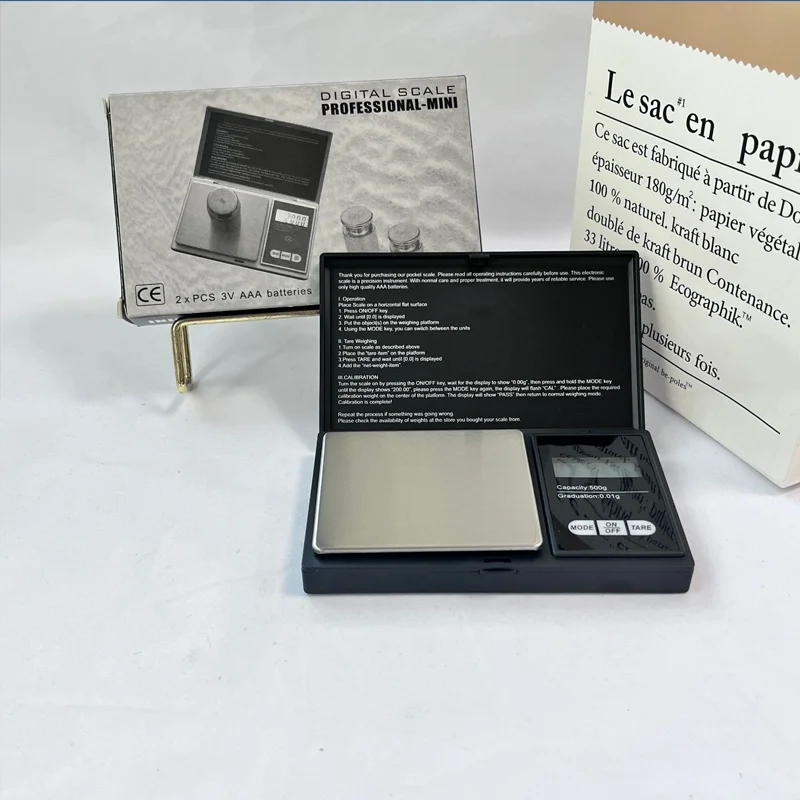 

Mini Digital Scale 500g 0.01 High Precision Electric Pocket Scale For Jewelry Gold Gram Weight Kitchen weight Scale