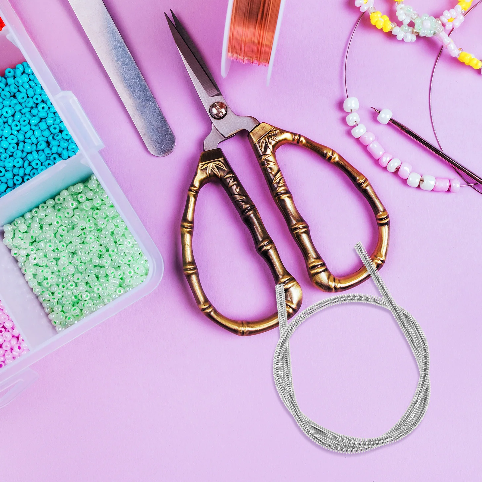 

4 Pcs Metal Jewelry Accessories Brass Embroidery Wire Coil for Crafting Copper Keychain Bracelet Making Supplies