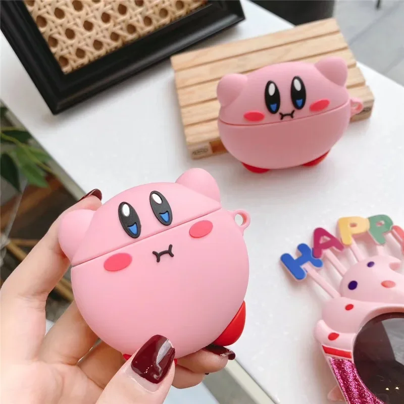 Anime Kirby 3D Silicone Cartoon Earphone Case for Apple AirPods 1 2 3 Pro Bluetooth Headset Shell Skin Sticker Shockproof Cover