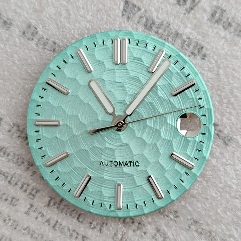 NH35 Dial 28.5mm Honeycomb Watch Dial Green Luminous Date Custom Logo Dial for NH35 Movement NH35 Watch Accessories Watch Parts