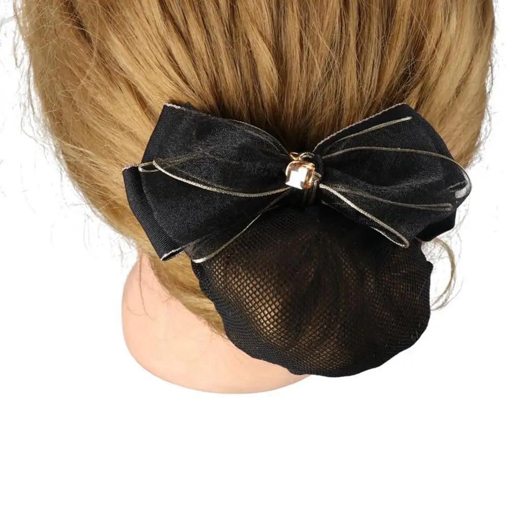 

Vintage Gift Spring Clip For Stewardess Nurse Retro Elegant Hairnet Mesh Snood Bow headwear Women Headdress