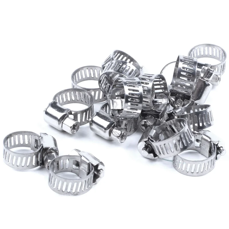 

N04R 60 Pcs Stainless Steel 8Mm To 12Mm Hose Pipe Clamps Clips Fastener