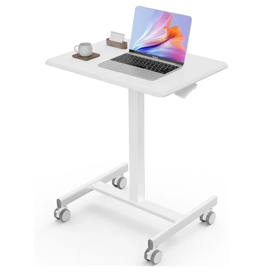 

Mobile Small Standing Desk Sit Stand Portable Rolling Laptop Desk with Lockable Wheels, Adjustable Height Computer Workstations,