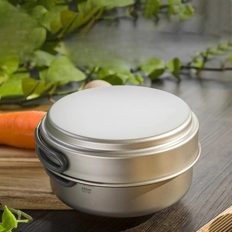 

Pure titanium set pot Outdoor titanium pot Lunch box Titanium tableware Camping camping cookware