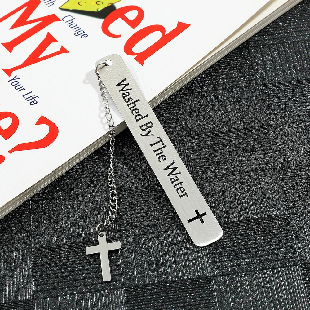 Engraved Washed By The Water Bookmark Personalized Metal Bookmarks Reading Markers Book Accessories for Book Lovers Men Women