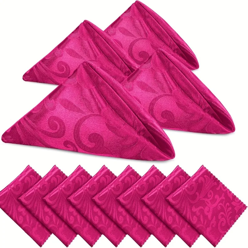 12Pcs Jacquard Fabric Napkins Premium Jacquard Napkins Hotel Banquet Folding Cloth Napkins Lint‑Free Table Dining Decor Placemat