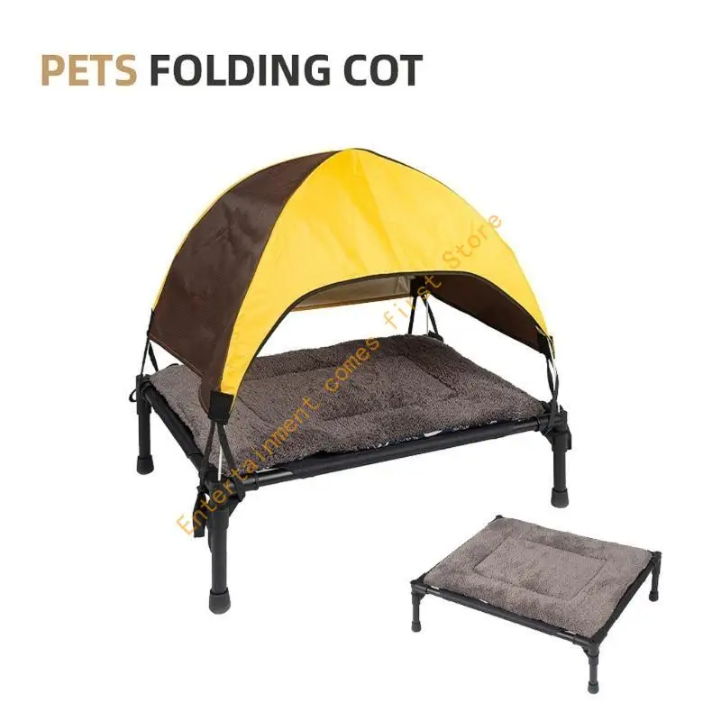 Outdoor Raised Dog Cot Bed with Removable Canopy-Shade Tent Cooling Camping Elevated-Dog Bed Portable Small Dog Tent 55KD