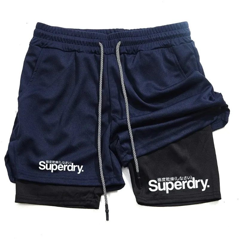 Sommer-Boxshorts für Herren, Fitness-Laufshorts, 2-in-1 Sport-Trainingsshorts, Doppelschichtige Schweißabsorbierende Dehnbare Leistungsshorts – Detail 13