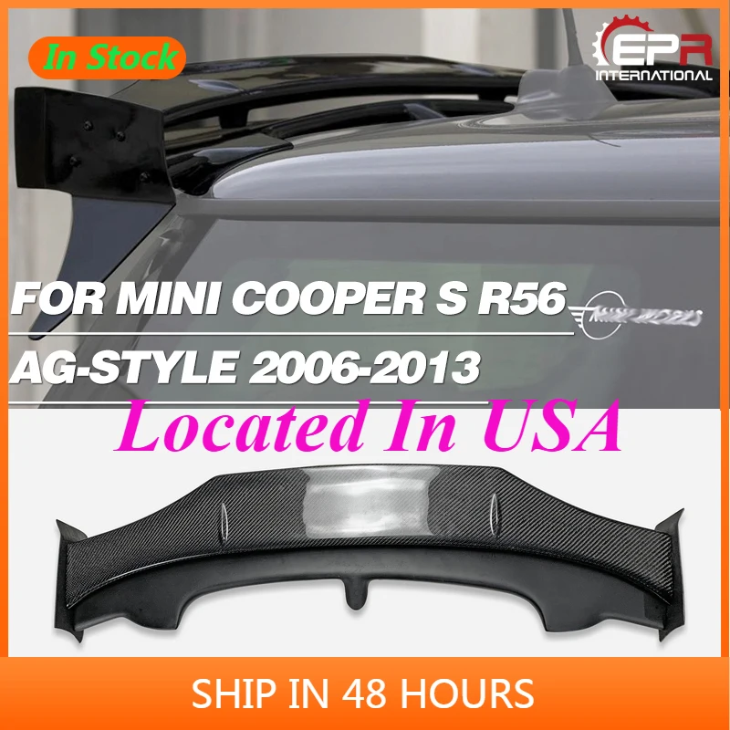 For 2006-2013 Mini Cooper S R56 AG-Style Carbon Glossy performance line & FRP Unpainted Rear Spoiler Roof Wing(Cooper S Only)