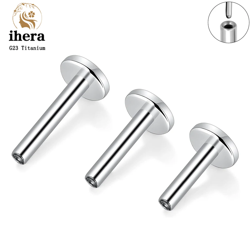 10PCS 16G 18G 20G G23 Titanium Piercing Plug-in Base for Labret Lip  Ear Tragus Piercing Stud Earring Body Jewelry Accessories