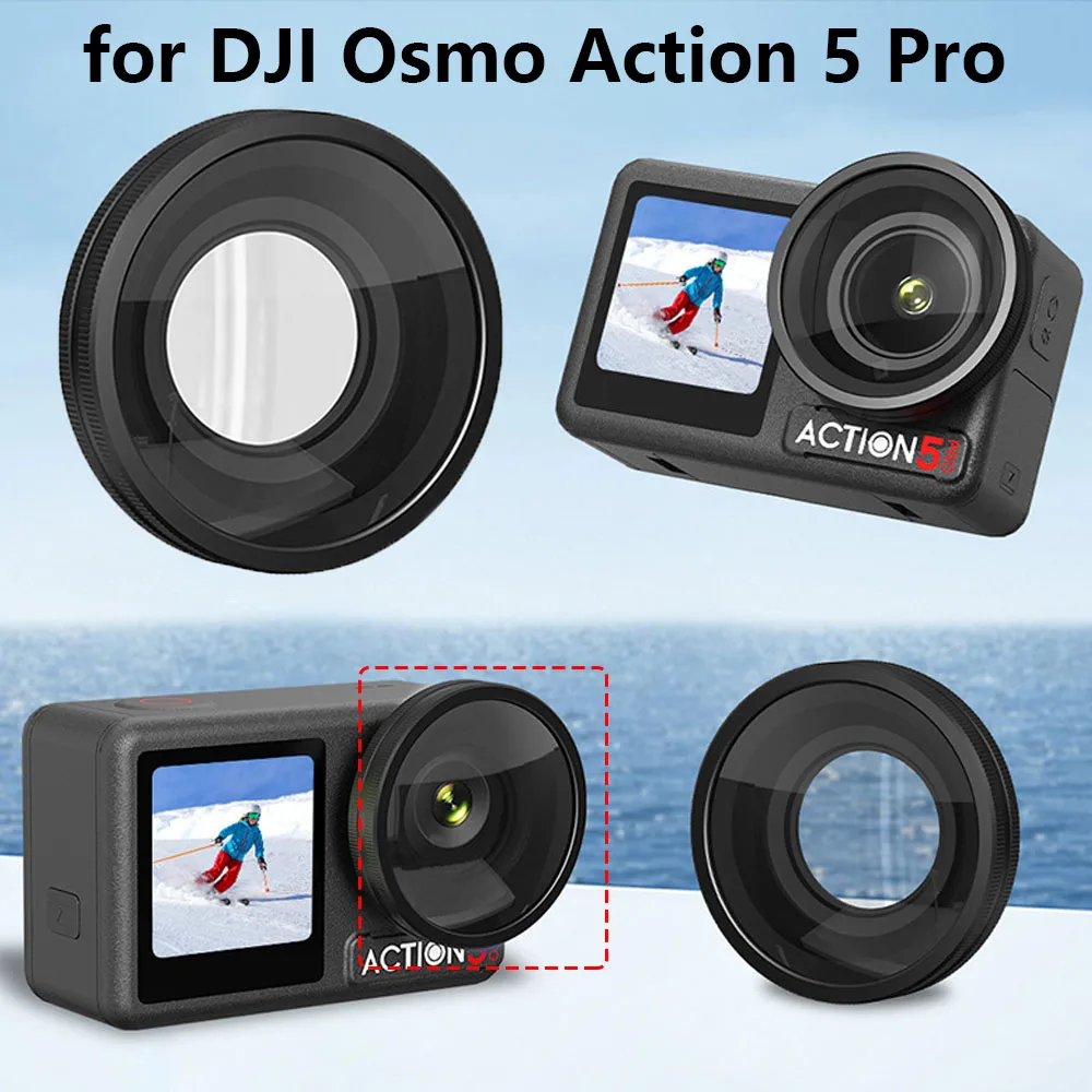 

New 180° Wide Angle Lens for DJI Osmo Action 5 Pro Super Wide View Camera External Lens Outdoor Vlog Replacement Filter Parts