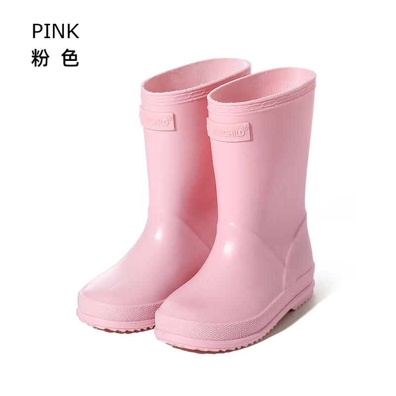 New Baby Solid Color Rubber Sole Rain Boots Boys Girls Non-slip Waterproof Gardening Shoes Children Casual Mid-calf Boots Kids image 3