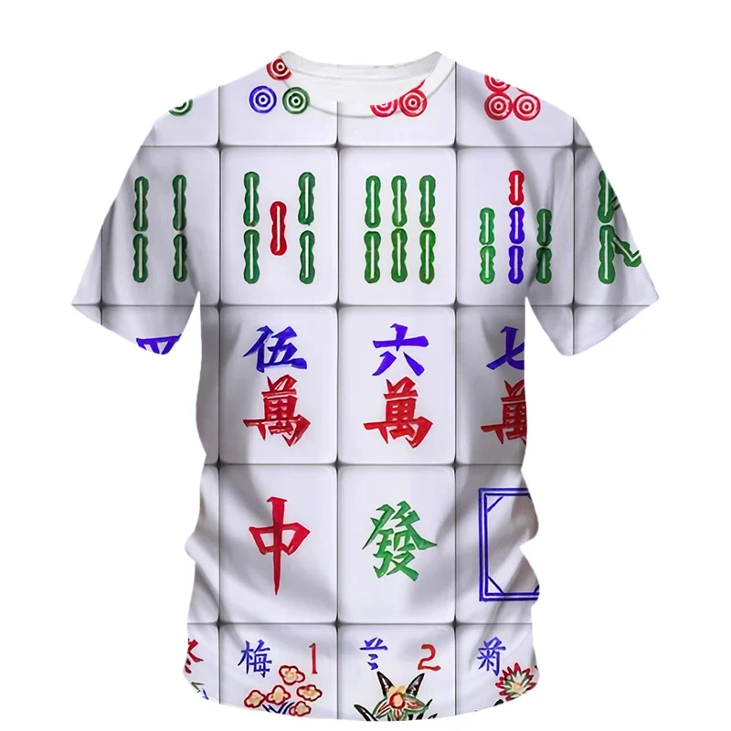 Fashion New Originality Mahjong Graphic T Shirts For Men Summer Casual Fun Personality Printed Round Neck Short Sleeve Tees Tops