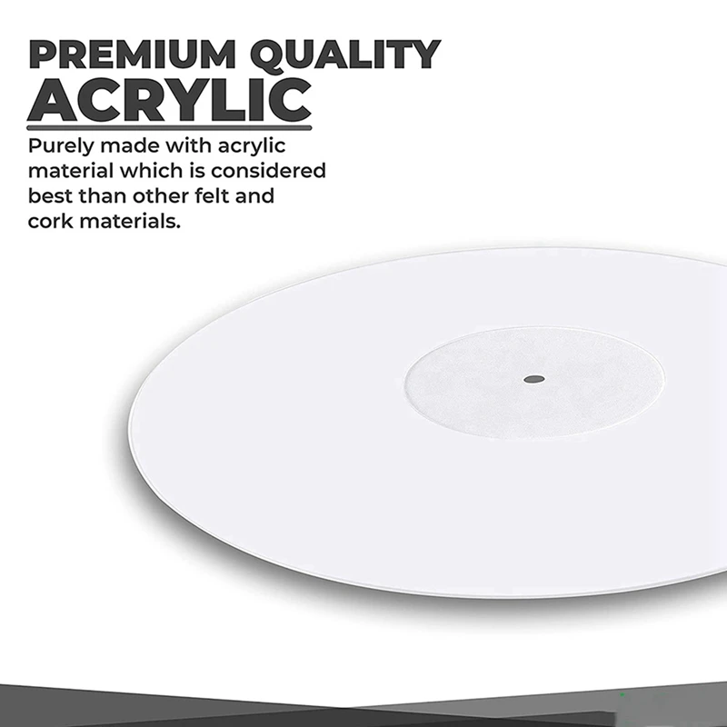 2X Turntable Acrylic Slipmat For Vinyl LP Record Players - 2.5Mm Thick Provides Tighter Bass - 12Inch Platter Mat(White)