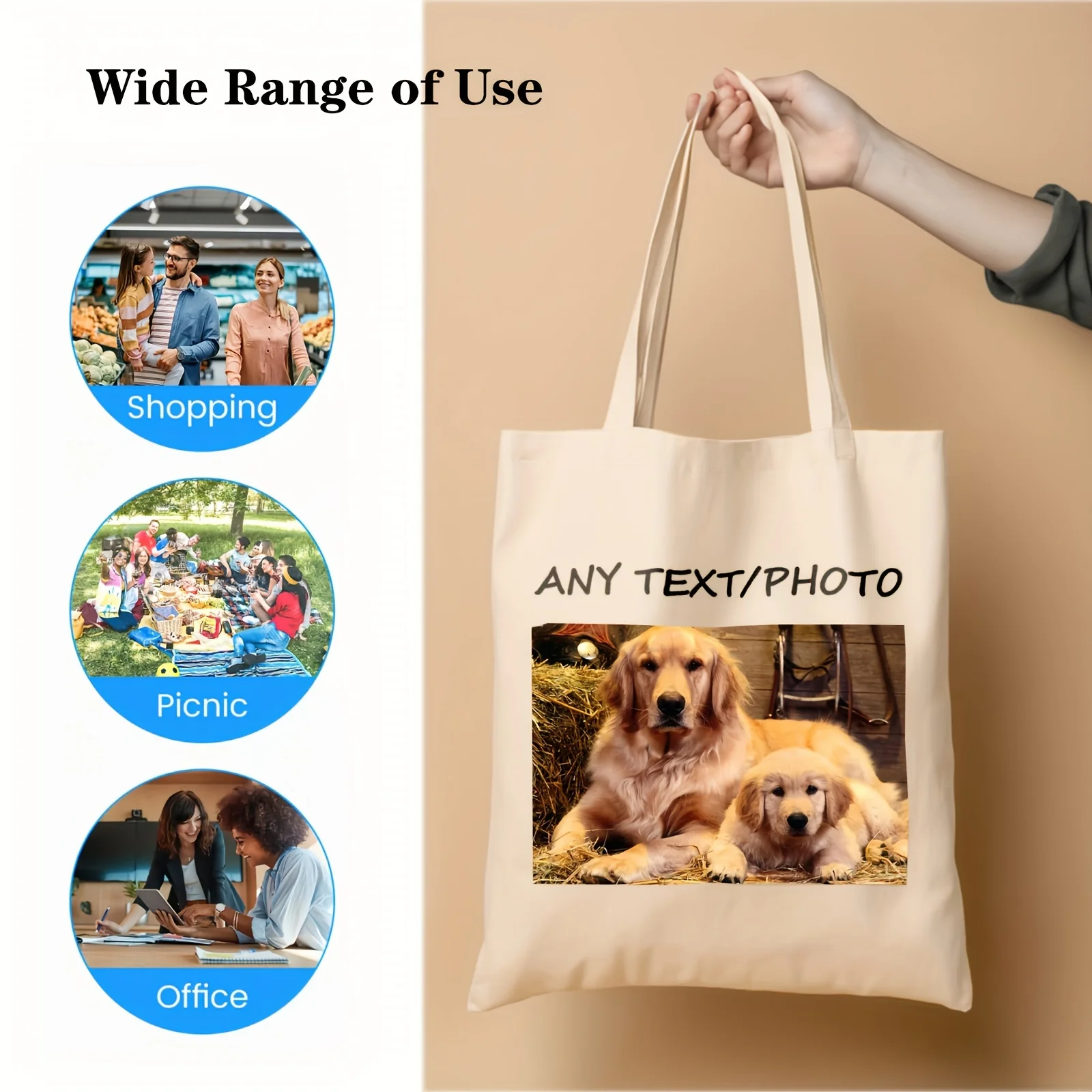 

Women Elegant Custom Canvas Tote Bag, Reusable Trendy Shoulder Bag, Stylish Simple Handbag For Men & Women, Cute Ideal Gifts