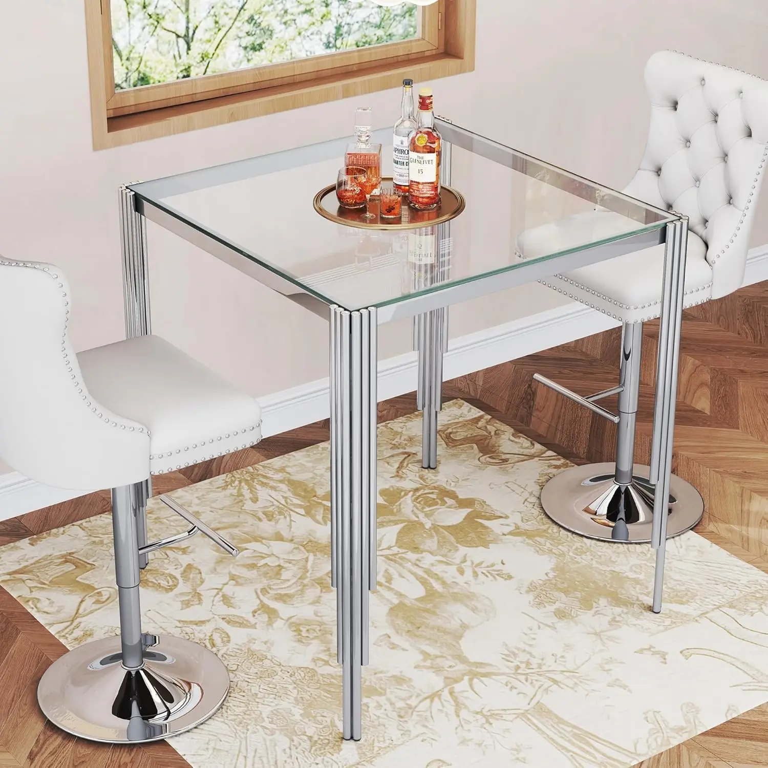 Square Glass Bar Table 4 Person 37