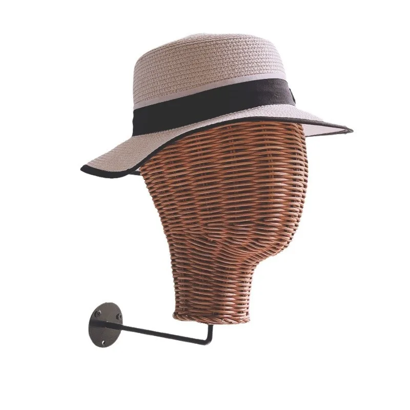 Wall Mounted Rattan Mannequin Head For Wig And Hat Display