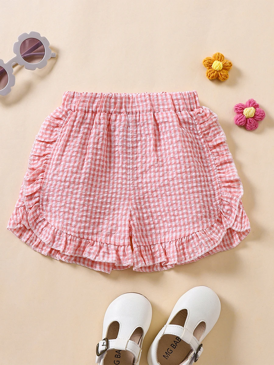 Toddler Girl Summer Shorts Palid Pattern Lotus Edge Cute Casual Fashion Comfortable Soft Shorts