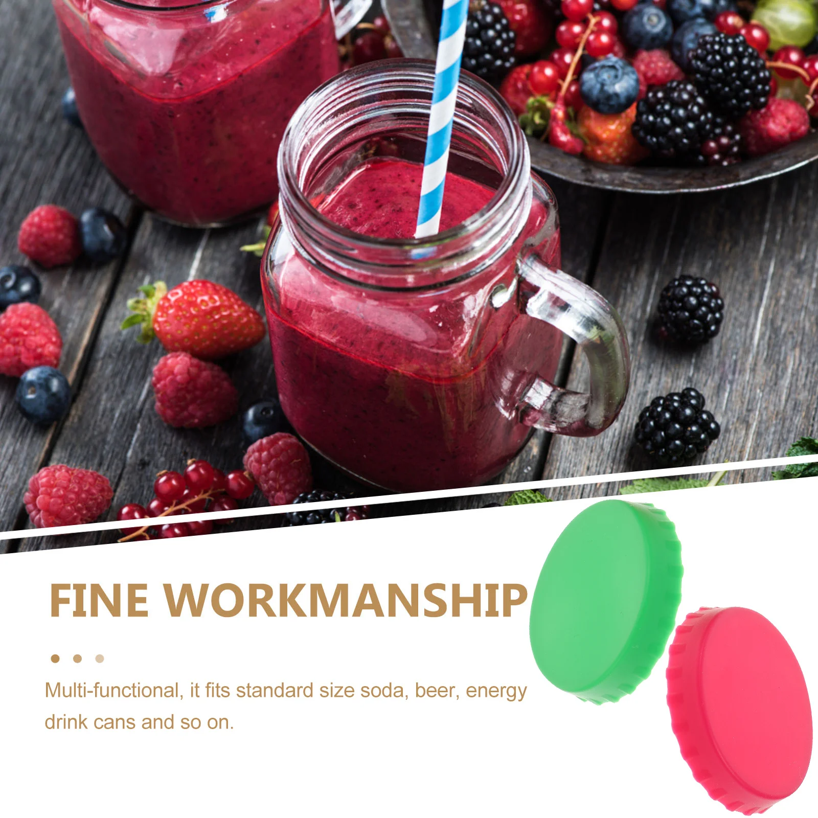 

2pcs Silicone Beer Can Covers Sealed Leak-Proof Beverage Can Lid Protector Freshness Keeper For Soda Energy Drink Cans Kitchen