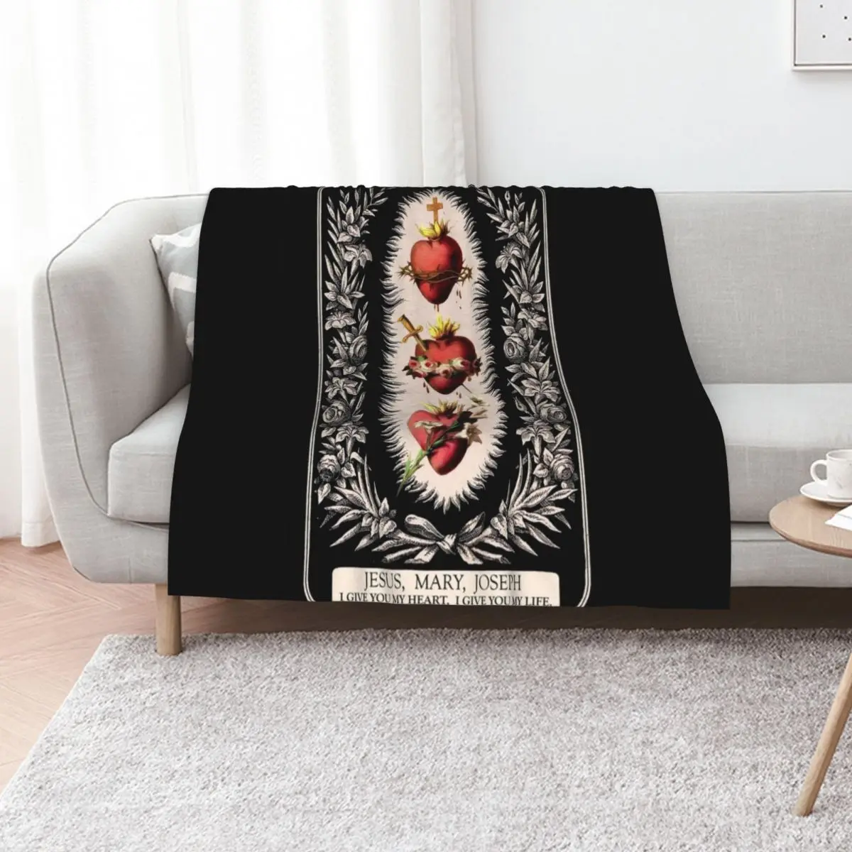 Three Sacred hearts Throw Blanket Comforter Single Warm Extra Large Throw For Baby Blankets