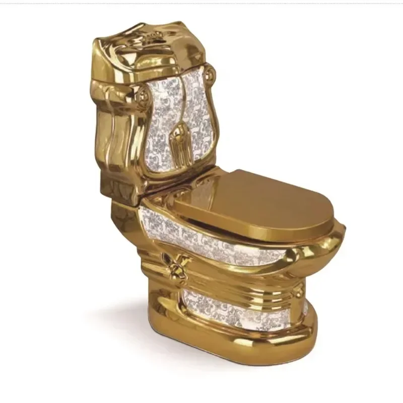 

Wholesale Electroplating toilet golden hotel home ceramic bathroom toilet