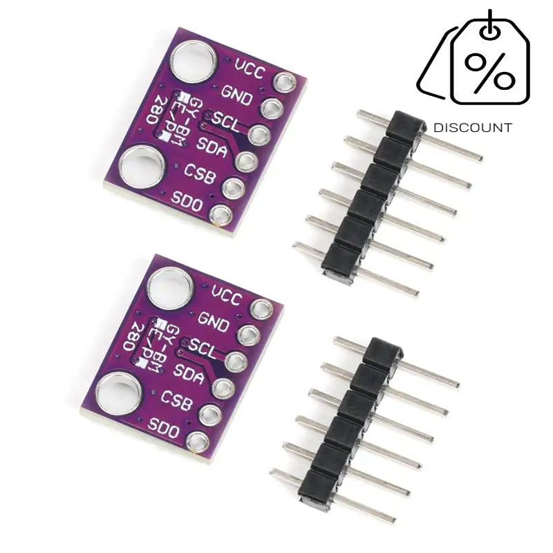 ABKN-2PCS BME280 3.3V Sensor Module Atmospheric Pressure Temperature Humidity Sensors I2C SPI Breakout GY-BME280
