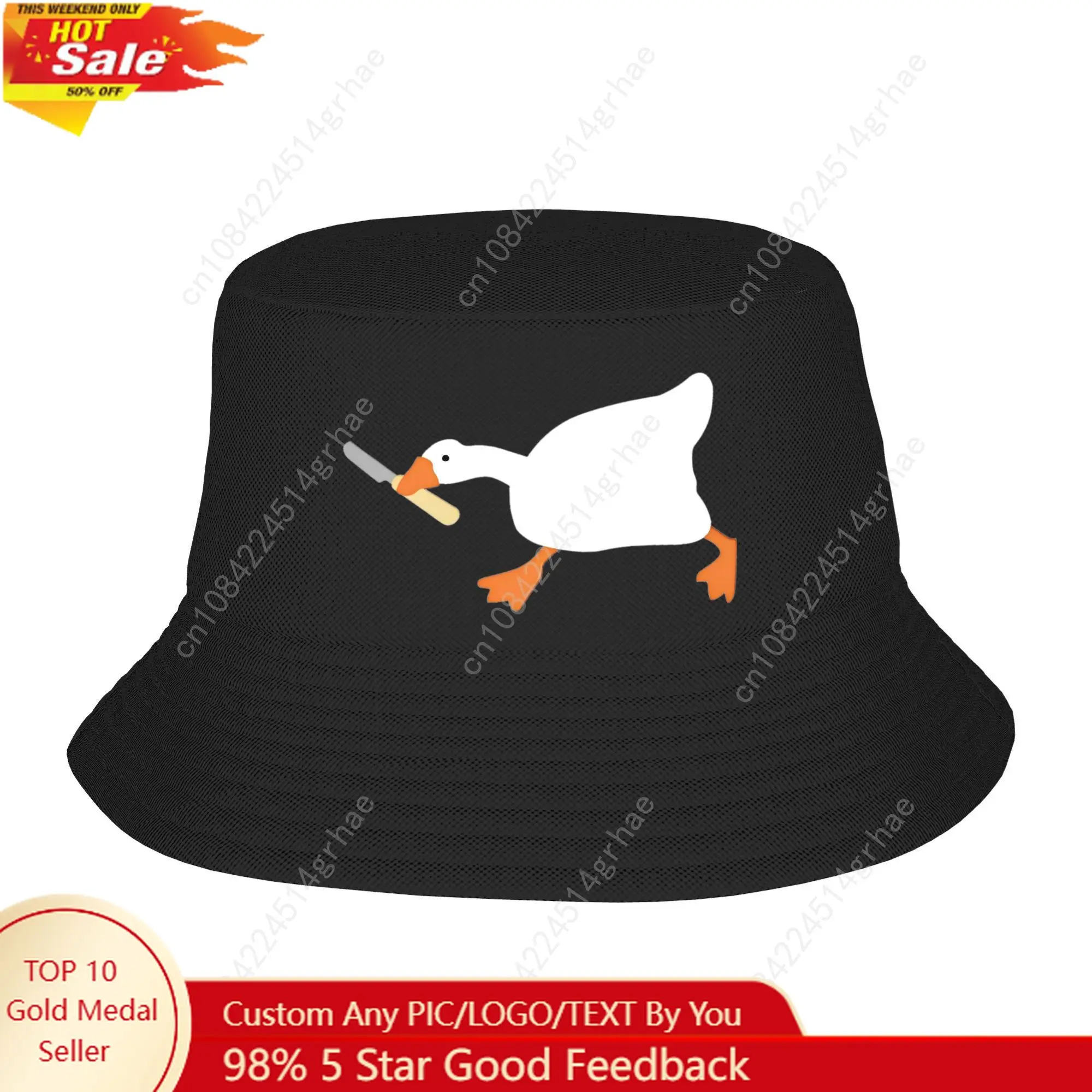 

Duck Goose Accessories Bucket Hat Style Men Women Sun Hat Biting Knife White Goose Bob Packable Fishing Fisherman Cap Camping