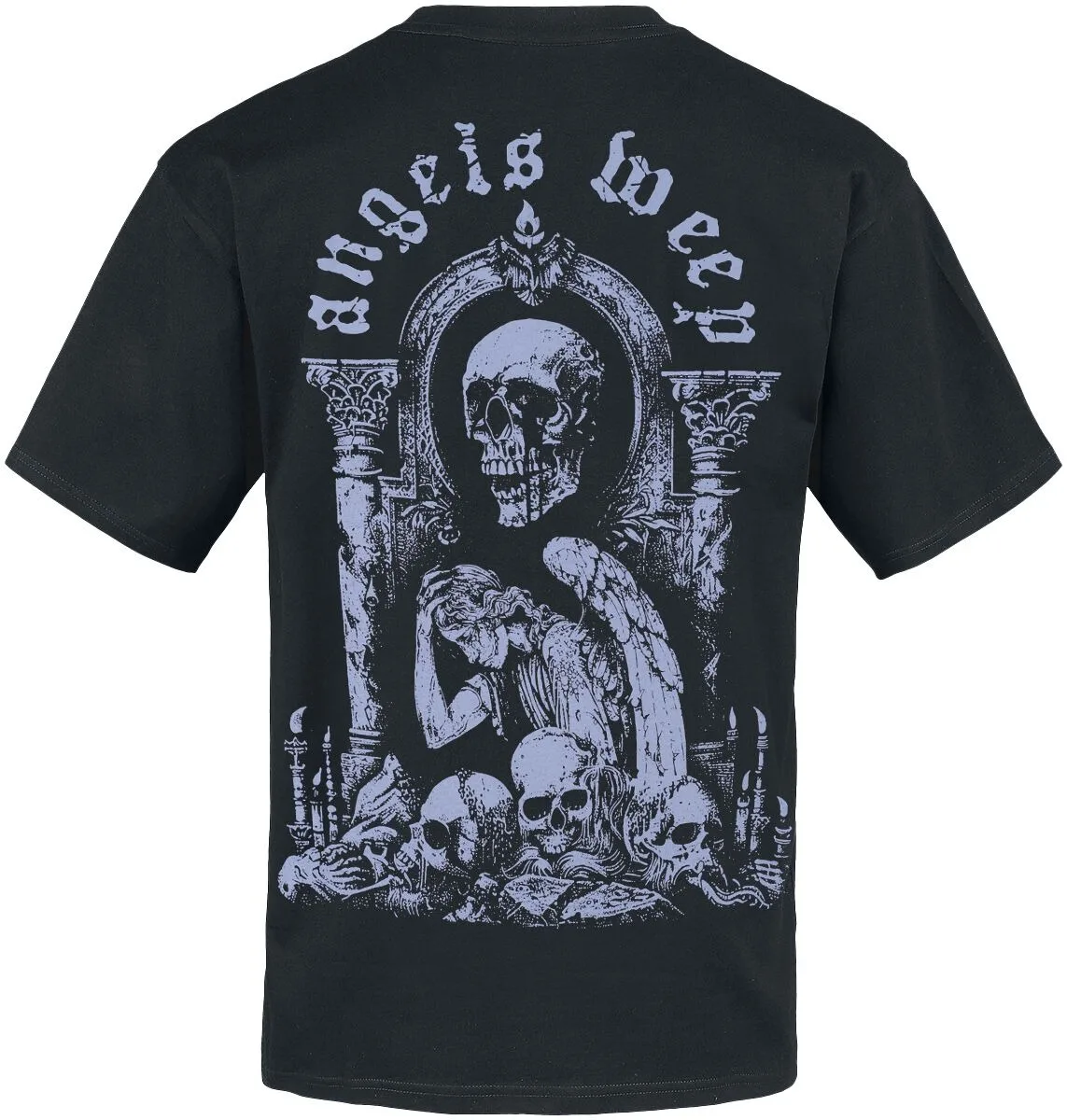 Like Moths To Flames Gothic Angels Weep Skull Print Black T-shirt Men Women Streetwear Tee