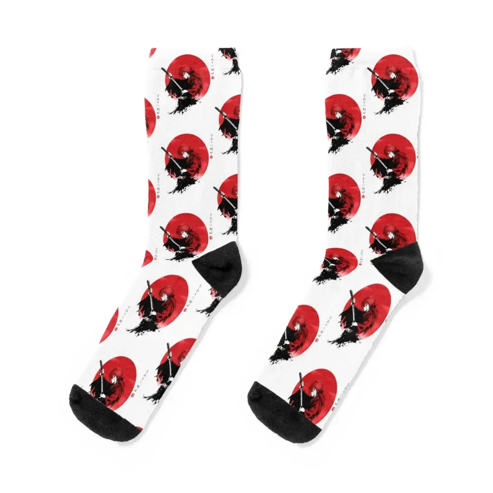 Red sun Rurouni Socks christmass gift winter gifts bright garter gifts Ladies Socks Men's