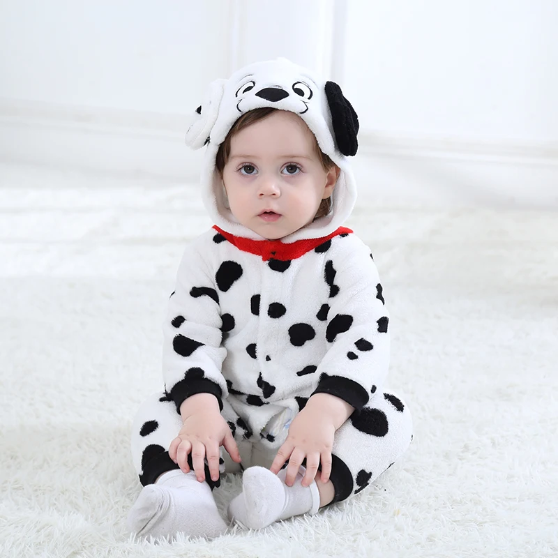 Halloween Animal Dalmatians Baby Clothes Kigurumis Boy Girl Romper Winter Pajamas Bodysuit Cosplay Costume Spotted Dog