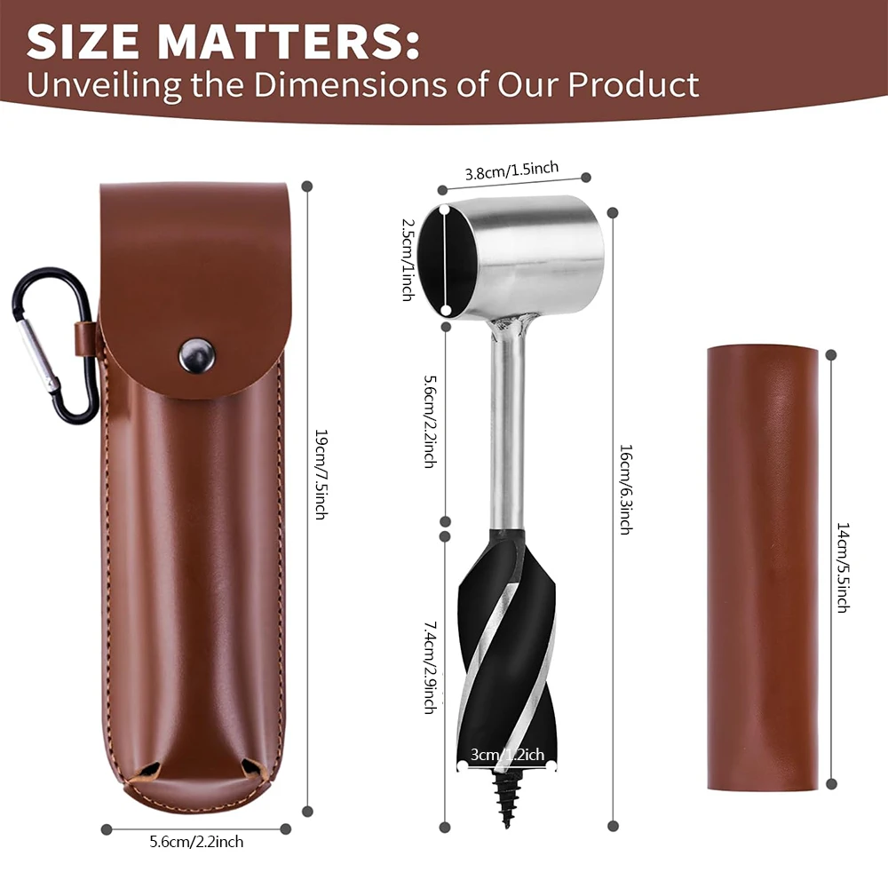 Survival Hand Auger Wood Drill, Scotch Eye Auger Drill and Settlers Auger Tool for Camping, Outdoor, with Protective Box & Hook