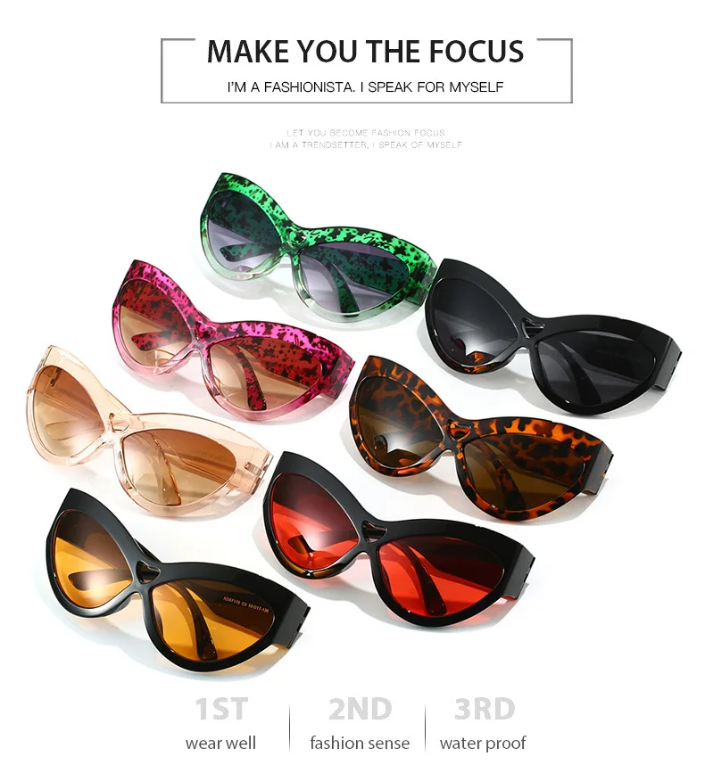 Mode Y2K Cat Eye Sonnenbrille Frauen Retro Große Schmetterling Form Hohl Brillen Shades UV400 Trend Breite Beine Männer Gläser – Detail 7