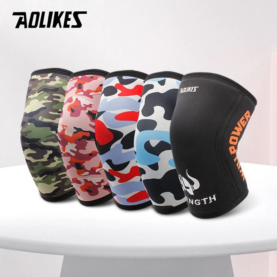 AOLIKES 1 Pair New 7mm Neoprene Knee Brace for Men Women,Thick Compression Brace for Weightlifting Powerlifting Squatting