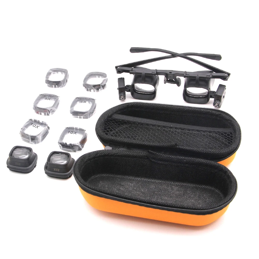 24X Headband Magnifying Glass With LED Light For Jewelry Watch Repair Soldering Magnifier Loupe Welding Glasses Black