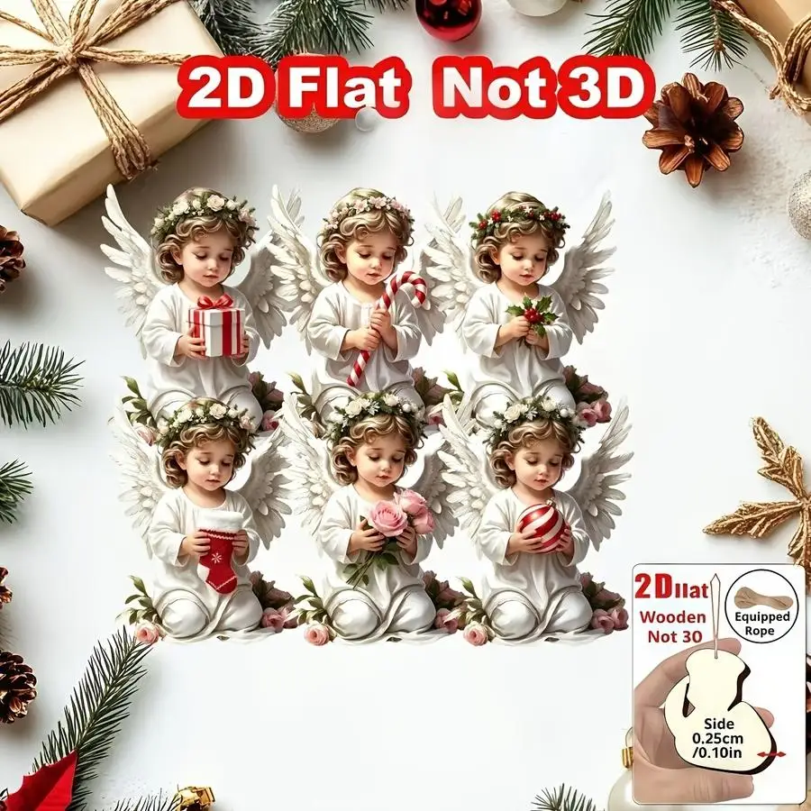 1/5/10/20/50/100pcs 6-Piece 2D Flat Set, New and Fun 2D Wooden Relief Ornaments to Hang at Home, Christmas, Mother’s Day, Father
