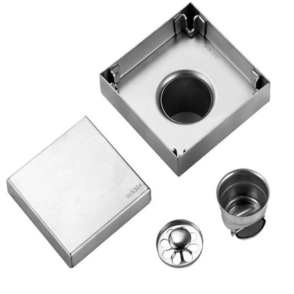 Square Shower Floor Drain Filter Screen 304 Stainless Steel Drain Strainer Odor-Proof Removable Insert Floor Drain Kitchen