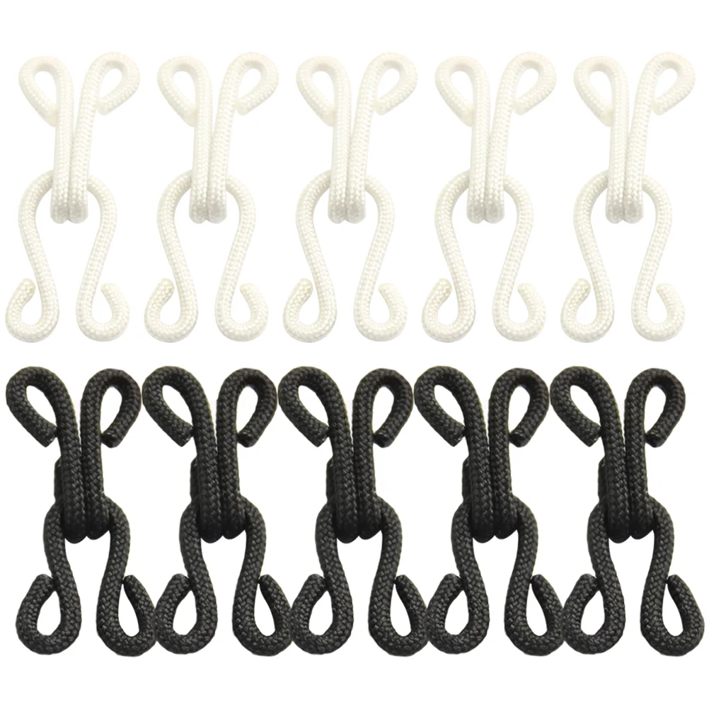 

10 Pairs Closure Set Small White Black Metal Nylon Sewing Hooks Eyes Bra Connector Buckle Clothing Accessory