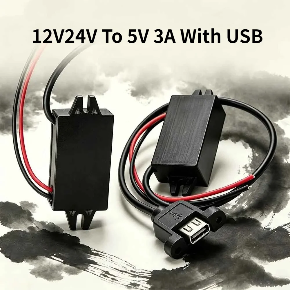 DC/DC Power 12V24V To 5V 3A Converter Module Single USB Output Buck Voltage Transformer for Car Charger Type-C Micro USB Output