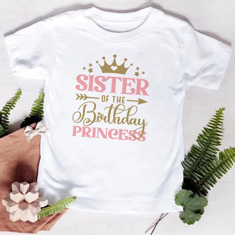 Birthday Princess Family Matching Clothes Mother Father Kid T Shirt Tops Baby Bodysuit Girl Birthday Party Look Outfits T-shirts