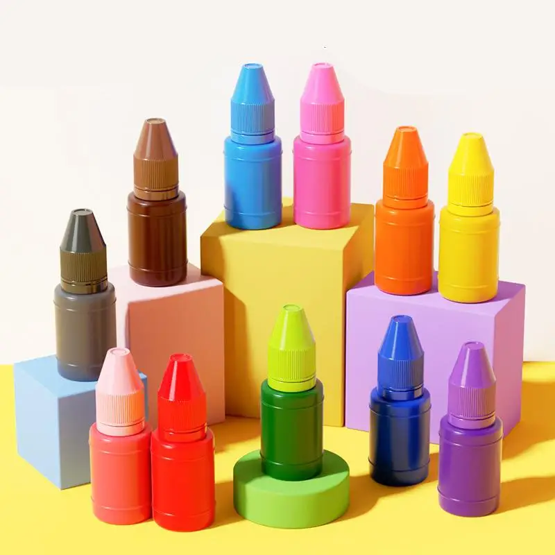 10ml Ink Textile Clothes Photosensitive Office Supplies Printing Oil Ink Official Seal Financial Stamp Ink Printing Oil 35Colors