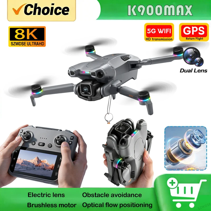 

2026 New K900 MAX Mini 5 Pro RC Drone 8K HD Dual Cameras WiFi Flight Aerial Photography Quadcopter Remote Control UAV Boys Toys
