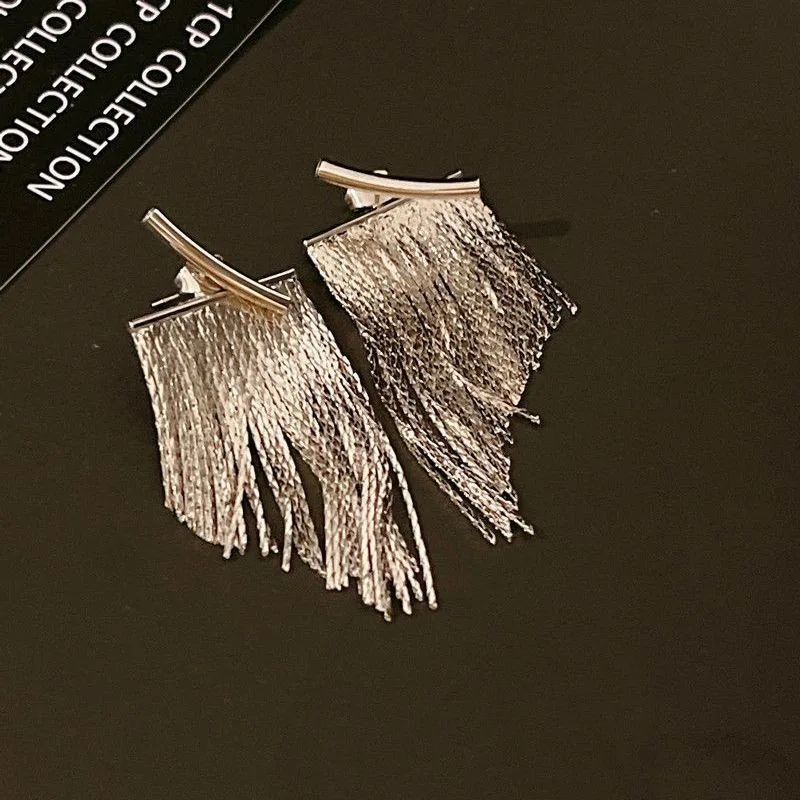 Fashion Statement Earrings Long Statement Gold Color Bling Tassel Earrings For Women Female Wedding Daily Pendant Jewelry Gifts